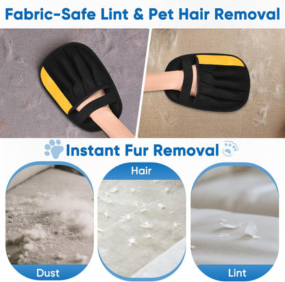 Electrostatic Pet Hair Removal Glove, Five-Finger, Grooming Mitt | Reusable for Dog & Cat, Removes Embedded Fur from Couch Car Seats Clothing Furniture, Also Works on Laundry Carpet & Pet Beds