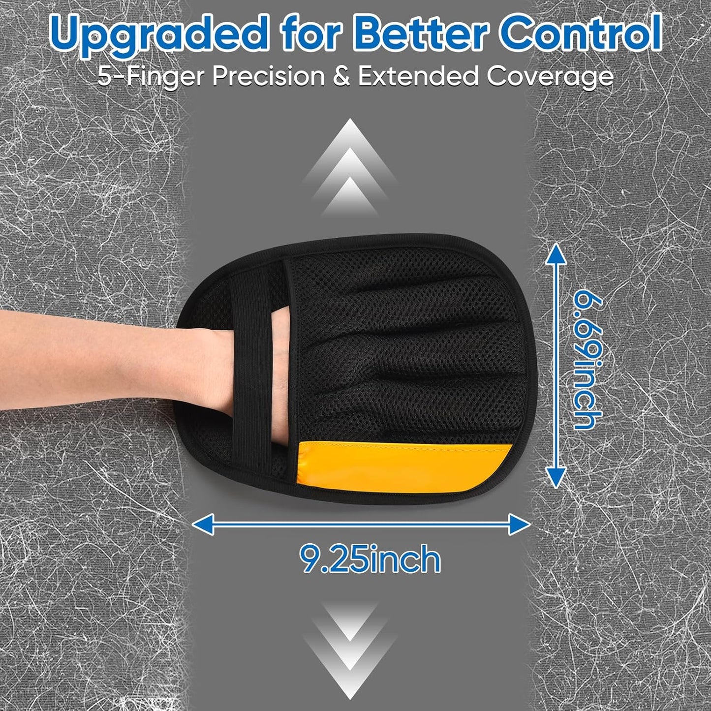 Electrostatic Pet Hair Removal Glove, Five-Finger, Grooming Mitt | Reusable for Dog & Cat, Removes Embedded Fur from Couch Car Seats Clothing Furniture, Also Works on Laundry Carpet & Pet Beds